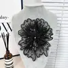 Parche de malla bordada con lentejuelas blancas y encaje para vestido de novia, cuello de flores, decorativo, cosido a mano