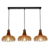 Lámpara colgante de mesita de noche para dormitorio, barra de bar de madera maciza y vidrio estilo retro americano, estilo wabi-sabi, lujo ligero, lámpara colgante pequeña de alta gama para comedor