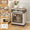 Mesita de noche para gato, Gabinete de almacenamiento multifuncional de doble propósito para mascotas y humanos en el dormitorio, con ruedas universales, Gabinete de almacenamiento de bocadillos para la sala de estar