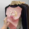 Camiseta Base Térmica Cepillada para Niña 2026 Nuevo Estilo Otoño/Invierno Ropa Polar para Bebé Camiseta de Manga Larga Raglán Elegante