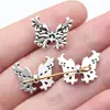 18x14mm 1.3g Plata Antigua Colgante Pequeño para DIY Material Hecho a Mano Cuentas Espaciadoras de Mariposa Cuentas con Agujero Pequeño