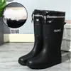 Botas de lluvia de moda para hombre, calzado exterior de caña alta antideslizante con cordón para cocina, lavado de autos, motociclista, zapatos de agua de caña alta con suela gruesa