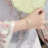 Pulsera trébol de cuatro hojas Ruyi de plata pura 999.9, pulsera de plata maciza sólida vintage color esmalte estilo chino para mujer