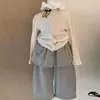 Conjunto de Niña 2026 Primavera Nuevo Estilo Coreano Cardigan de un Solo Botón Ajustado para Niños, Pantalones Falda Sueltos de Lunares para Niñas Pequeñas