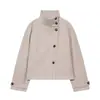 Para Comercio Exterior Europeo y Americano Transfronterizo Ropa de Mujer Aliexpress Más Vendido Casual Versátil Chaqueta Abrigo Corto de Lana con Cuello Alto
