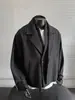 Blazer Design Único Falso Duas Peças para Homens, Estilo Coreano de Inverno, Jaqueta Curta Oversized Estilosa e de Alta Qualidade