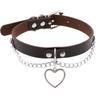 Oye Aliexpress Nuevo Collar Choker en Forma de Corazón de Cadena Collar Clavícula Colgante Clásico de Corazón de Durazno Accesorio Correa para el Cuello Cuero