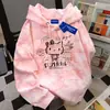 Novo Moletom com Capuz Rosa Estiloso Criativo Hello Kitty para Mulheres no Outono e Inverno Versátil Preguiçoso Tie-Dye