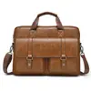 Bolsa de ombro simples e estilosa para o dia a dia de homens, feita de couro genuíno, com grande capacidade e um design sofisticado, perfeita para carregar um laptop