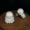Nuevos Pendientes de Botón con Perlas y Pedrería de Segunda Mano Moda Versátil de Alta Calidad Suaves para Mujer