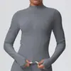 Chaqueta de Manga Larga Sin Costuras con Cuello Alto y Cremallera, Europea y Americana, para Mujer, Ajustada, Secado Rápido, Ropa de Yoga, Top Deportivo para Fitness al Aire Libre