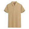 Camiseta Polo Simples de Manga Curta Respirável Estilo Fino para Uso Diário Cor Sólida Tops de Negócios com Logo Estampado
