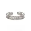 Anillo Abierto de Diamante Estilo Nuevo para Mujer, Gama Alta, Versátil, Plata S925, Borde de Perlas Retro, Anillo Índice Completo de Diamantes de Zirconia
