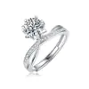 Anillo Auténtico de Moissanita Jiuzuan, Lujo Ligero Quilate Seis Garras Plata S925 No se Desvanece Anillo Ajustable para Mujeres