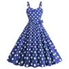 L Fábrica de Comércio Exterior Fonte Transfronteiriça Roupas Femininas Sexy Alça Fina Tomara-que-caia Estampa de Bolinhas Babado Linha A Grande Rodado Vestido