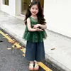 Conjunto de Verano 2026 para Niñas con Temática de Bosque Nuevo Elegante y Súper Lindo Conjunto Retro de Camisola de Puntos y Pantalones Acampanados