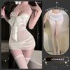 Bata de Noche Transparente Plisada Decorativa con Lazo Chao Mu y Pecho al Descubierto, Tentación Transparente Lencería Sexy, Body de Deseo Puro Sexy para Mujer