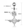 Comercio Exterior Transfronterizo Popular Alas de Ángel Corazón con Alas de Circonita Anillo para Ombligo Clavo para Ombligo Joyería para Piercings Fabricante Venta al por Mayor