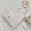 5291 Falda Plisada Estilo Lazy Bolso de Hombro con Cordones Bolso Sobaco de Gran Capacidad Bolso Coreano de Lona Bolso Nuevo de Primavera y Verano