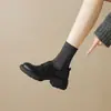 Sentindo como pisar na merda! Sapatos Loafers Pequenos de Couro com Velcro Redondos de Solado Grosso Estilo Retrô Britânico JK