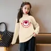 Y2335# Roupa Masculina e Infantil Veludo Alemão Camiseta Base Quente Gola Alta Crianças Grandes Manga Longa Estilo Ocidental Versátil Casual Tendência