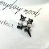 Pendientes serie tinta negra de aleación de titanio F-136, rosca interna de titanio G23, anillos de labio de circonita cúbica, joyería para piercing
