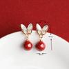 Pendientes de Cinabrio Mineral Original Más Vendidos para el Año de Nacimiento, Pendientes de Arena Imperial de Alto Contenido para Mujer, Estilo Sencillo, Suministro Directo del Fabricante
