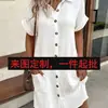 Vestido camisa liso y sencillo, transpirable, el diseño de solapa irradia sofisticación, y los botones están ordenados, añadiendo un toque de encanto retro.