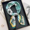 Novo Lenço Quadrado 70cm Estilo Chinês com Flores para Mulheres, Primavera, Outono, Verão, Lenço de Pescoço para Combinar com Camisa, Lenço Fino com Proteção Solar