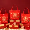 Sacola de presente de aniversário infantil, Sacola de lona para celebração de inauguração de casa, Sacola vermelha com cordão festiva para o Natal e Festival da Primavera