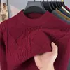 Venta al por mayor transfronteriza de suéteres para hombre: cuello redondo, engrosado para abrigar, casual, tejido jacquard de alta gama para otoño e invierno
