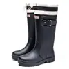 Moda Transfronteriza Botas de Lluvia Rojo Brillante para Mujer Navidad Año Nuevo Botas de Lluvia de Caña Alta Impermeables Antideslizantes Resistentes al Desgaste Botas de Agua Zapatos de Goma para Adulto