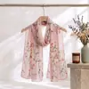 Lenço de Seda Georgette Leve 50*160 Lenço Longo Estampado Adequado para Todas as Estações Toque de Luxo Lenço de Gaze Lenço Decorativo de Seda