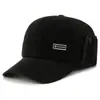 Gorra de invierno para hombres de mediana edad y ancianos, gorra plana de lana con forro polar, engrosada y cálida, gorra de algodón para proteger las orejas para el abuelo