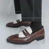 Zapatos brogue de retazos para hombre de cuero transfronterizos talla 46, estilo británico, modernos para estilista, slip-on, zapatos de vestir casuales