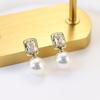 Aretes de Aguja de Plata 925 Diamante Zircón Perla para Mujer Moda de Alta Gama Elegantes Combinables Lujo Ligero Accesorios para las Orejas Modernos