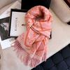 Nuevo Chal Bohemio Artístico Retro con Flecos Largos Invierno Cálido Grueso Geométrico Imitación Cachemira Bufanda para Mujer