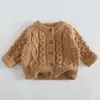 Cardigã infantil, suéter de bebê, coleção primavera e outono 2026, suéter de tricô para bebês e crianças maiores, unissex, peça externa mais grossa, roupa de inverno da moda