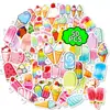 50 Piezas de Pegatinas de Dibujos Animados Estilo Graffiti de Cono de Helado de Macarrón, Pegatinas Pequeñas con Asa Fáciles de Arrancar para Decoración de Diario