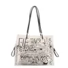 Bolso de Mano Pequeño Cuadrado de Moda Tendencia de Este Año para Mujer, Nuevo Estilo Verano 2026, Bolso de Hombro con Estampado de Grafiti, Bolso para Hombro Madre-Hija