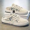 Zapatos de Lona de Verano de Media Pierna Transfronterizos para Hombre, Zapatos de Pescador de Corduroy de Paja, Zapatos de Media Pierna Perezosos, Zapatos de Moda para Hombre