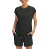Comércio Exterior Transfronteiriço Amazon 2026 Camiseta Casual Feminina Gola Redonda Solta Shorts com Cintura Elástica Roupa para Casa