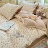 Conjunto de Quatro Peças para Dormir Nu com Permeabilidade ao Oxigênio Grau A para Mãe e Bebê Toque de Nuagem Fofa Gaze de Camada Dupla Roupa de Cama para Dormitório Conjunto de Três 3 ou Quatro 4 Peças Lençol Capa de Edredom
