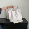 Bolso de Lona Floral de Alto Valor Nuevo Otoño 2026, Bolso Tote de Gran Capacidad, Bolso de Hombro con Cordón, Bolso Casual Ins