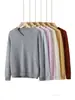 25% seda de morera, 75% cachemir, suéter de cuello en V, tejido de punto pullover holgado para mujer otoño/invierno, capa base versátil