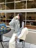 Suéter de Color Puro Estilo Coreano Suave Moda Femenina Bufanda Versátil Diseño Desmontable Nicho Otoño e Invierno Top Tejido