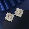 Brincos Di Jia Changpin para Mulheres, Brincos Vintage Cravejados com Diamantes com Flores em Forma de Losango e Estrelas, Material de Latão, Atacado de Fábrica, Estrela de Cinco Pontas