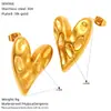 Pendientes de Acero Inoxidable de Alta Gama con Forma de Corazón y Lazo, Lujo Accesible con Patrón de Martillo para Mujer, Pendientes de Acero de Titanio de Nicho Chapados en Oro de 18K