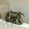 Bolsa Tote de Nailon con Cordón Ajustable de Estilo Coreano Novedad de Primavera y Verano, Gran Capacidad, Casual, Plisada, para Axila, Versátil, Bandolera