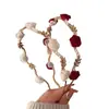 Faixa de Cabeça Love Rosa Feminina 2025 Novo Grampo de Cabelo com Pérolas High-End Elegante Moda Para Sair Mais Fácil de Combinar Faixa de Cabeça Acessórios de Cabelo